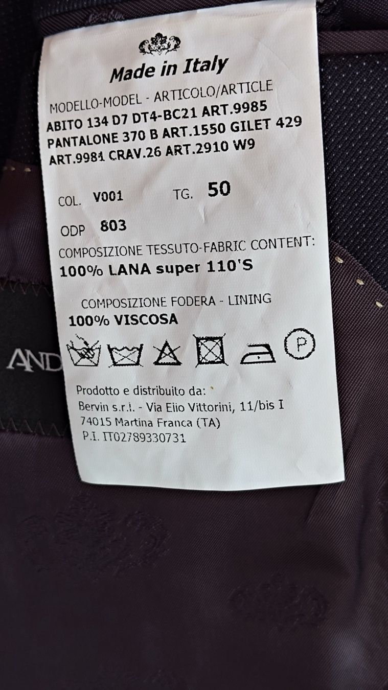 Completi, tute sportive e funzionali: Abito Tre Pezzi ANDREA VERSALI Tg 50 - Lana 110's – Nuovo (secondo la descrizione) da Lugano venduto da fbo_82wg 7