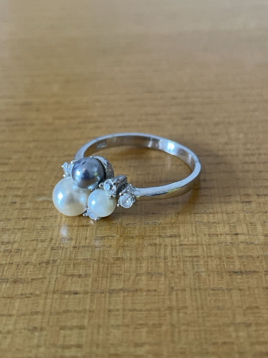 Ringe: Ring Silber Perlen und Zirkonia – Gebraucht aus Fribourg von Mymikrakra01