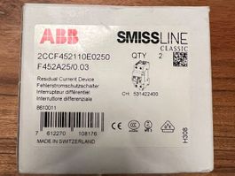 2x FI Schalter SMISSLINE CLAS.25/30 1P+N 25A /30mA
