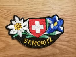 Aufnäher - Patch St. Moritz Blumen mit Wappen