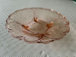 Ciotola in vetro rosa con piedini