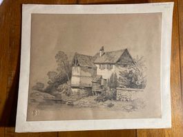 Zeichnung Dessin Crayon signé Whitaky