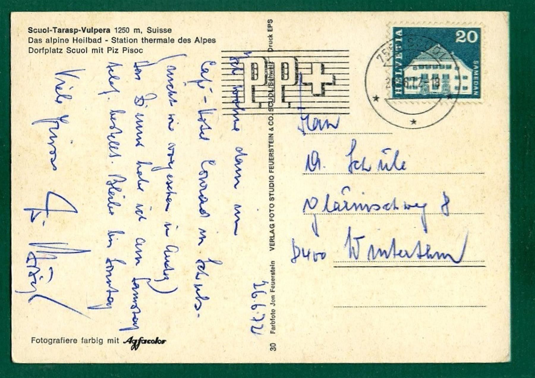 Cartes postales: Scuol - Tarasp - Vulpera,  1972, gelaufen, Grossformat – D'occasion à Sargans par Hausi1951 1