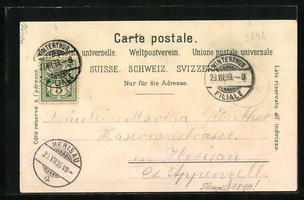 Cartes postales: Litho Winterthur, Panorama der Stadt mit – D'occasion à Berlin par bartko-reher 1
