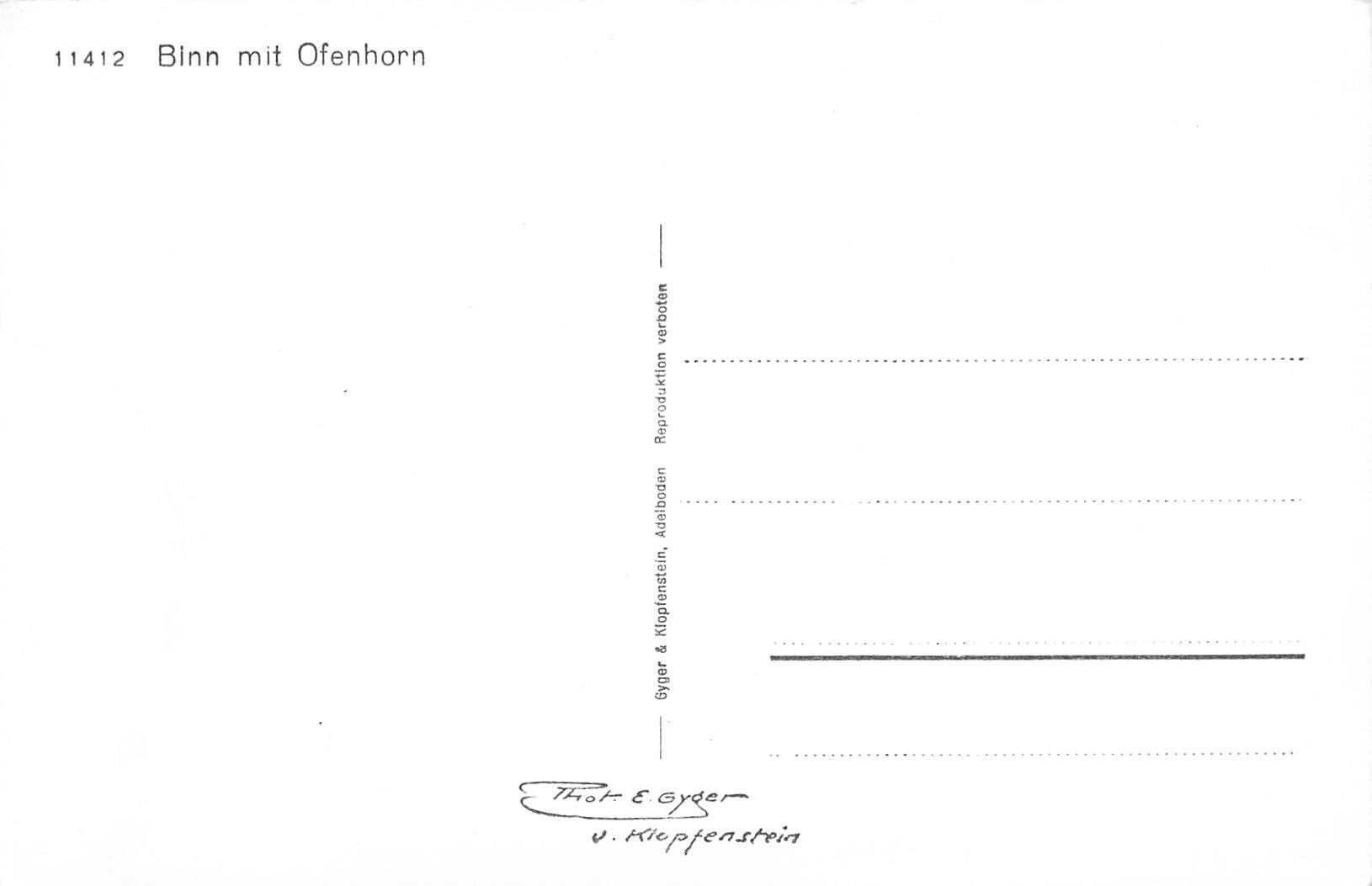 Cartes postales: Binn mit Ofenhorn – D'occasion à Biasca par Blenio71 1
