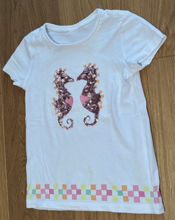 Mädchen T-Shirt weiss Seepferdchen