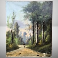 🎨 Antikes Ölgemälde Waldweg Signiert Dupuis Kunst Ölbild 🎨