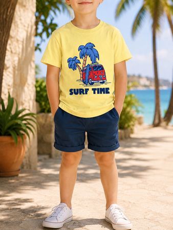 T-SHIRT ENFANT JAUNE « SURF TIME »