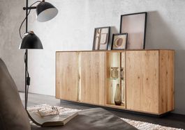 Sideboard LAUSANNE Wildeiche massiv mit Beleuchtung 180 cm