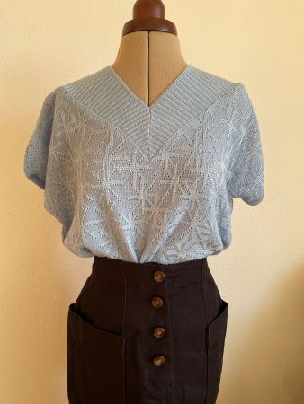 Pull vintage bleu pervenche