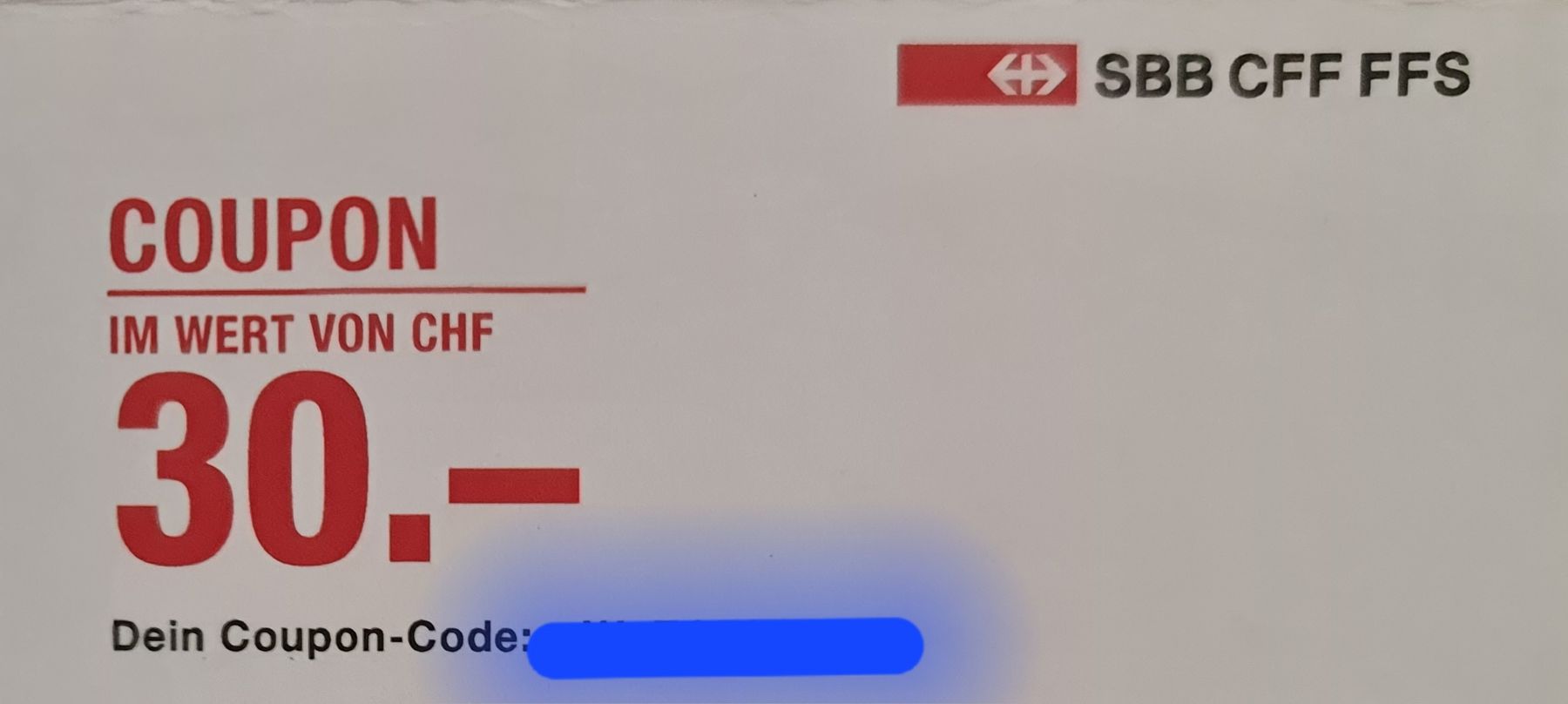SBB/CFF/FFS Buoni: SBB CHF 30.- Coupon Code für ein Halbtax – Nuovo e nell'imballaggio originale da Kriens venduto da Jul_8D