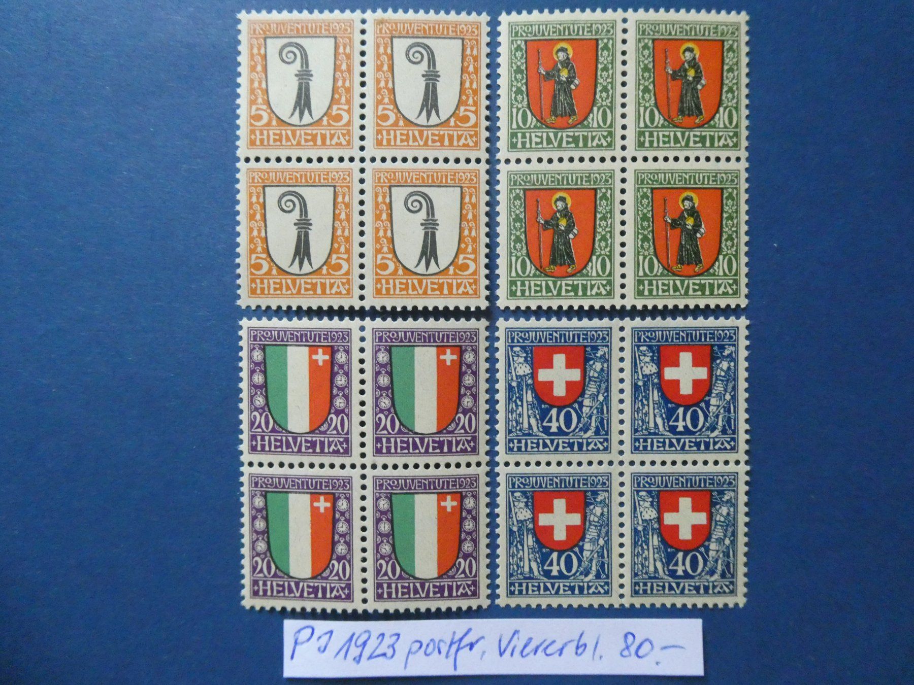 Tutti i francobolli: PJ 1923 postfrische ** Viererblöcke – Usato da Lausen venduto da Herbamare01