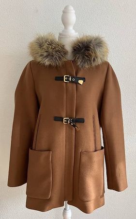 Mantel von Zara mit Kunstfell/Lederapplikationen Grösse M