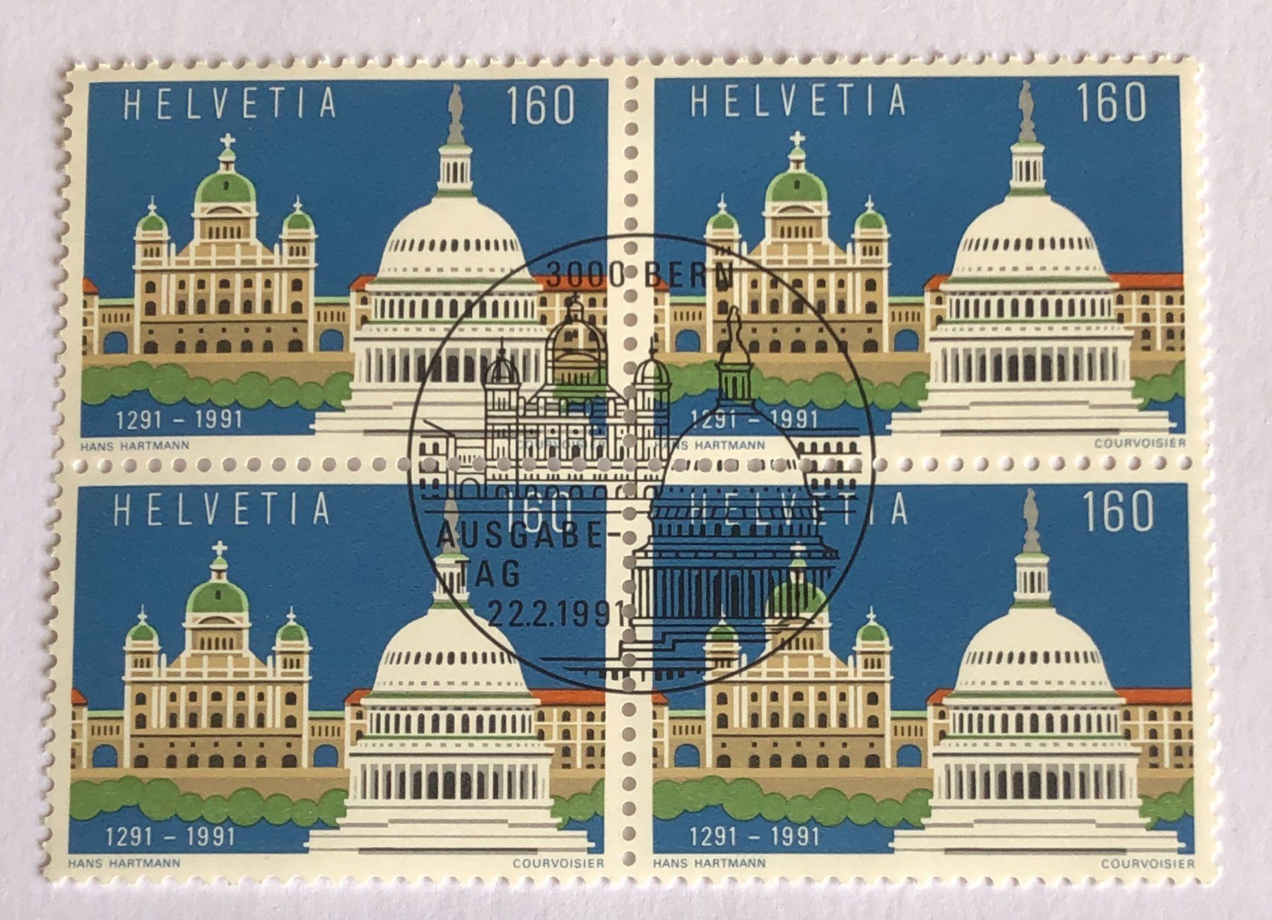 Tutti i francobolli: 4 er Block Nr.811 mit Vollstempel Bern – Usato da Aarau venduto da Billa007
