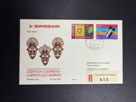Swissair Erstflugbrief Genf - Libreville 1971