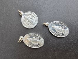 3 Silberfarbene Anhänger Maria mit Öse Vintage