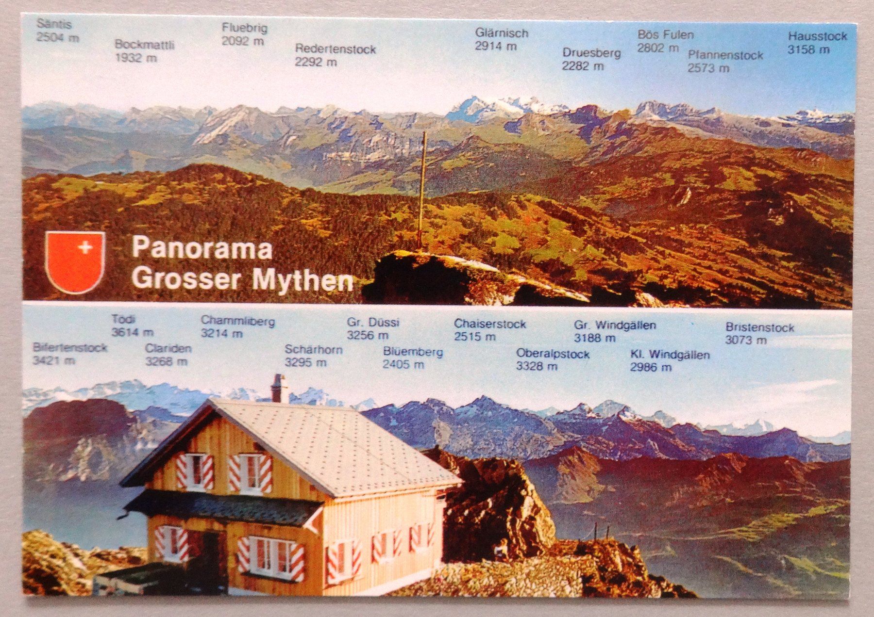 Cartoline postali: Gr. Mythen 1899 m, Gipfelrest. mit Panorama – Usato da Fétigny venduto da Billy2miny