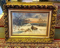 Gemälde Landschaft mit Schafen und Hirte, Öl auf Leinwand...