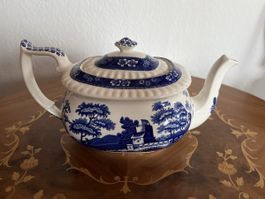 Spode Blue Tower, England, Porzellan, Teekanne 
