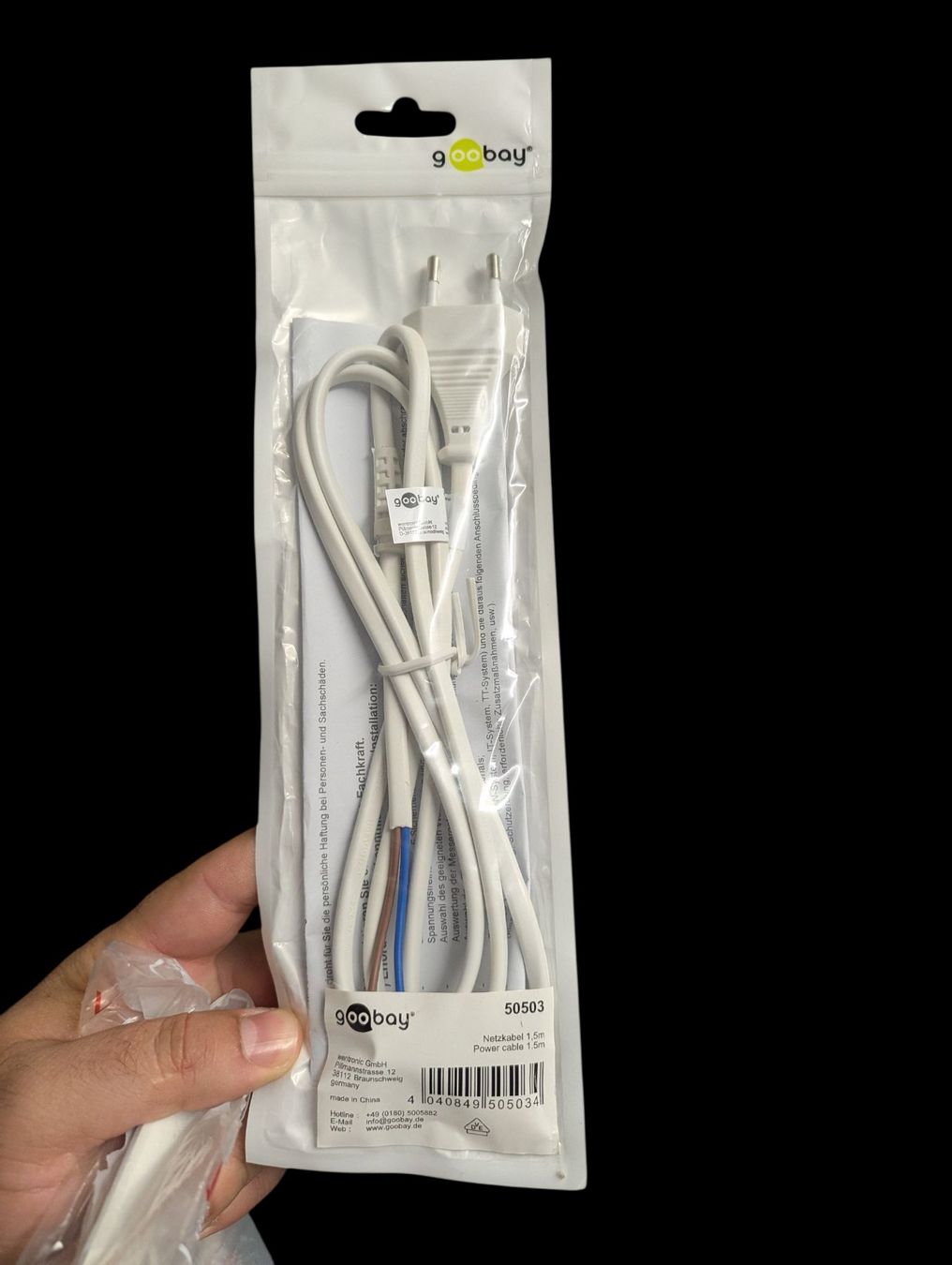 Cavi: Goobay Netzkabel, 1.5m, weiss, 230VAC – Usato da Amriswil venduto da K8D