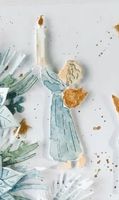Neu Stanzschablonen kleines Engeli mit Sternenstab und Kerze