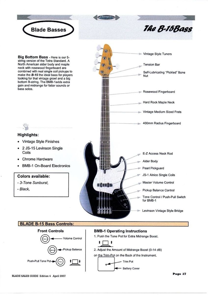 Blade Strumenti musicali: Blade by Levinson B-15 Bass – Usato da Wangen an der Aare venduto da kvn_b 3