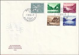FDC illust. PRO PATRIA  ʘ BERN   -1.VI.56  (ZNr. PP. 75/80)