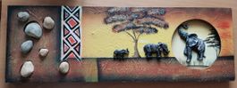 Afrikanisches Elefanten-Wandbild – Naturstein Applikation