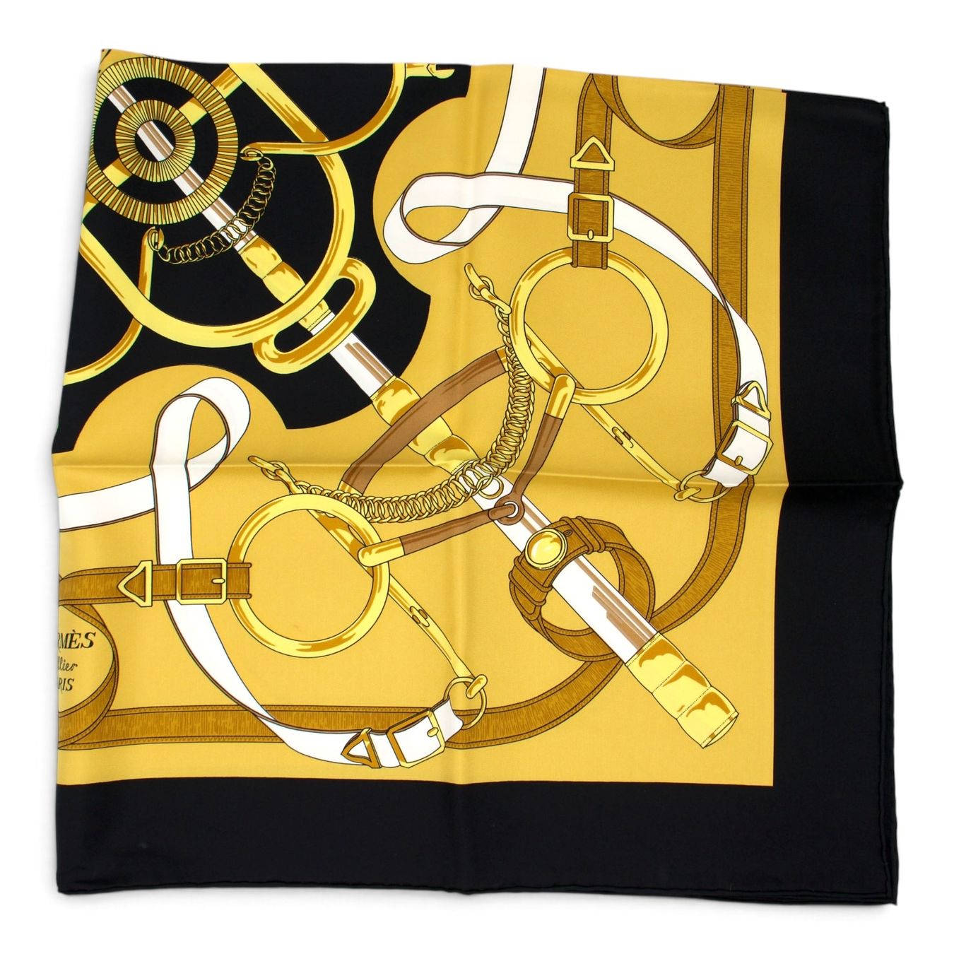 Hermès Foulards, Tücher & Schals: Hermès Carré "Eperon d'Or" schwarz – Gebraucht aus Binningen von Designerlabels