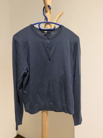 Uniqlo Merino Strickjacke Navy, 100% Wolle, Damen L