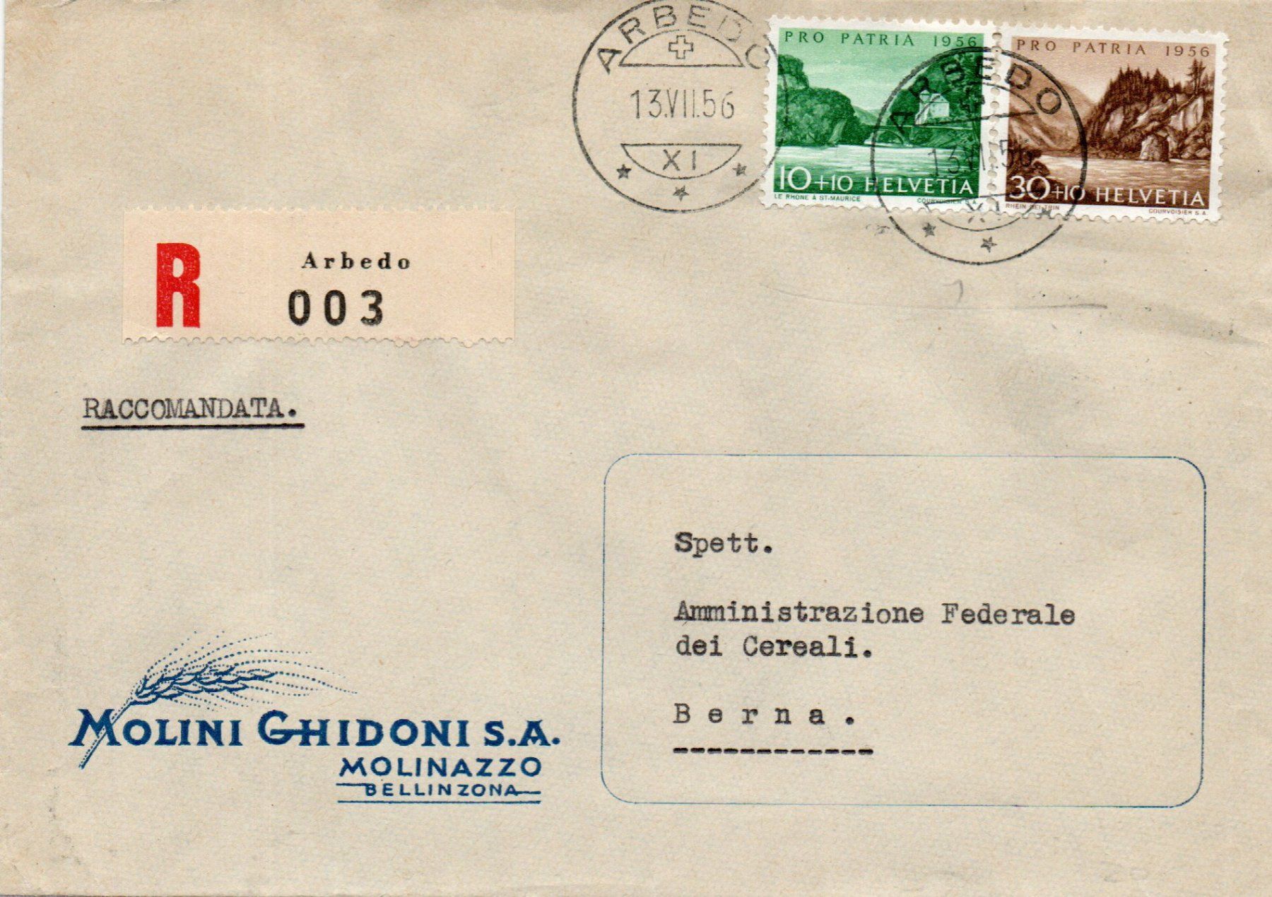 Alle Briefmarken: Molini Ghidoni S.A. - Molinazzo – Gebraucht aus Melano von pisonsdro