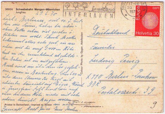 Cartoline postali: Wengen - Luftseilbahn Wengen Männlichchen – Usato da Binningen venduto da Mountainrider 1