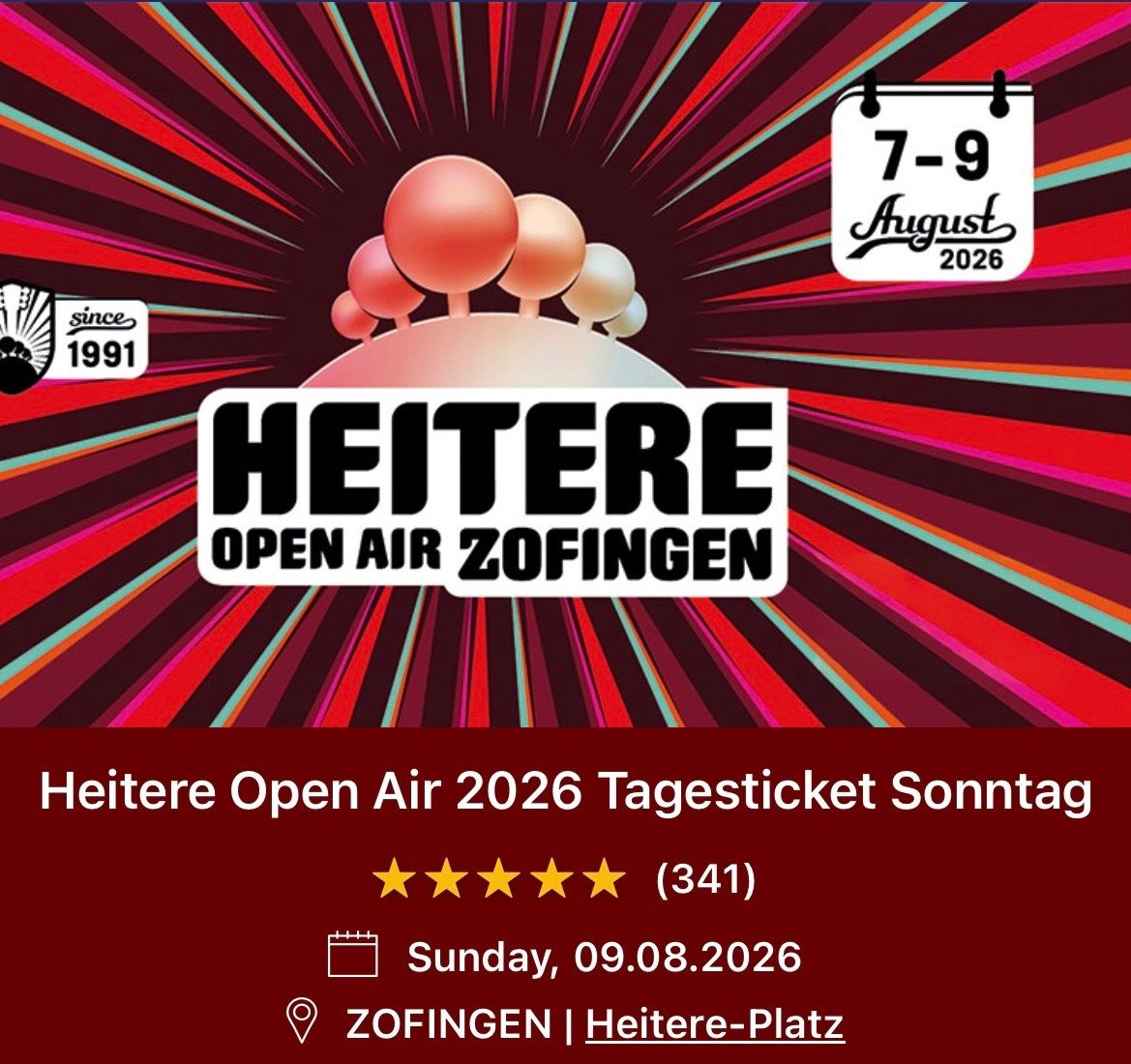 Billets: Heiterenticket Sonntag – Neuf (Voir description) à Oftringen par eli_k2rd