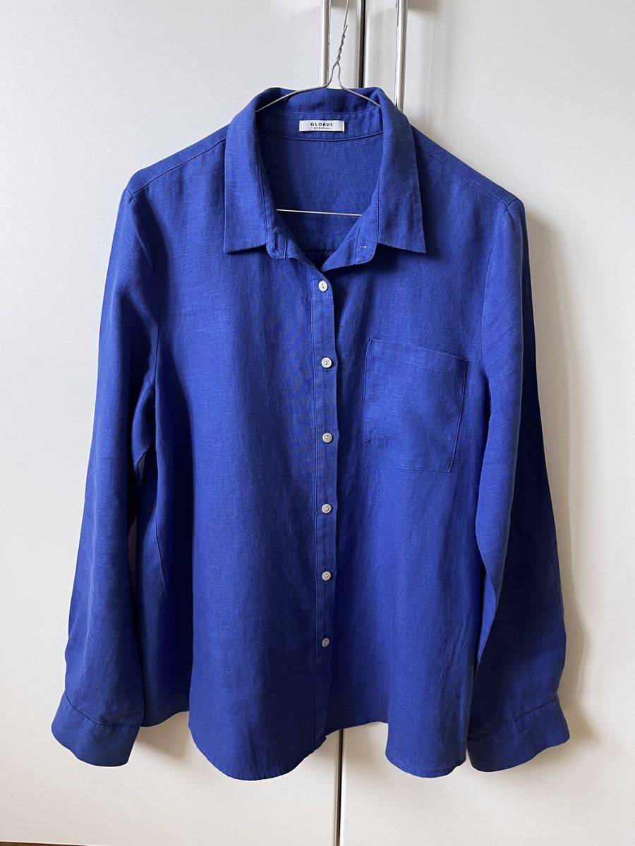 Globus Camicette: Globus Bluse blau Gr. 40 , 100% Leinen – Usato da Zürich venduto da Kleanthy