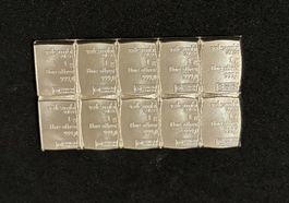 10 x 1g 999er Silber Bärrchen aus Kombibar, also 10g