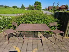 1970 Sissach Klapptisch & 2 Stühle, Balkon- Gartentisch