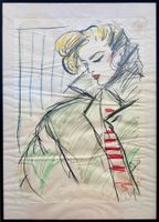 URSULA RODEL  Modeskizze  original und signiert.