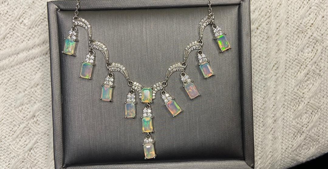 Catenine: Smaragtschliff Opal-Kette, Silber 925, NEU – Nuovo (secondo la descrizione) da St. Gallen venduto da GIULESGG 4