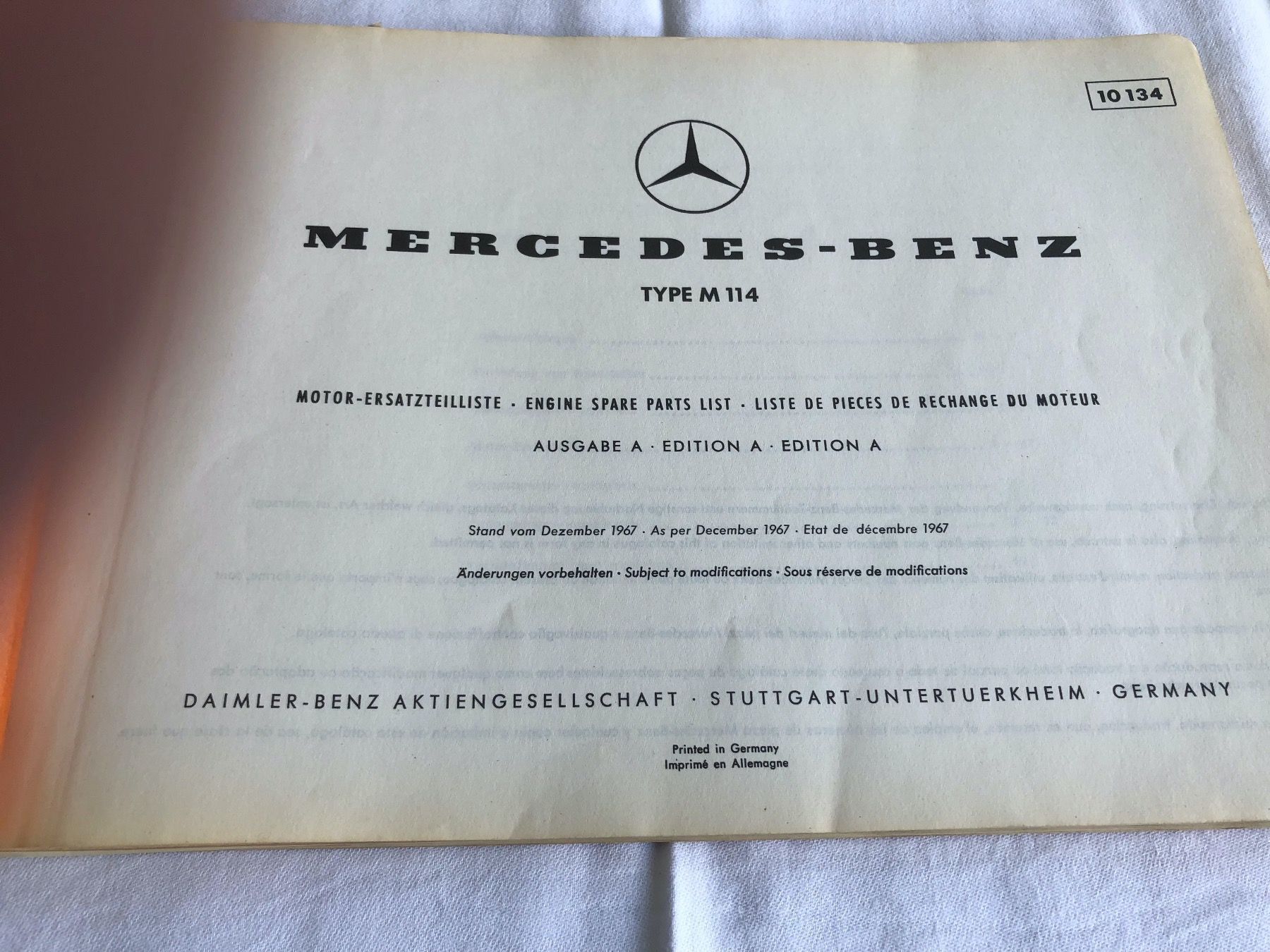 Mercedes-Benz Alle Autoersatzteile: Ersatzteilliste Mercedes Oldtimer Motor 114 , – Gebraucht aus Weesen von shiva-5 1