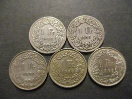 5 x1.- Fr 1914-16-21-64-65  Superbes pièces  Top