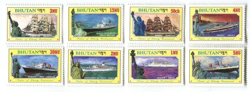 Alle Briefmarken: Briefmarken "Freiheitsstatue. Schiffe". Bhutan – Neu und originalverpackt aus Basel von Butsch5