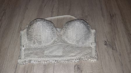 Spitzen Bustier Corsage Neckholder Grösse S beige/weiss