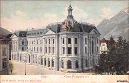 Chur // Neues Postgebäude ca. 1910 Prägekarte