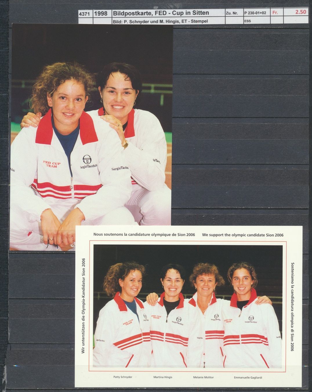 Tous les timbres: 1998 Bildpostkarten, "FED - Cup in Sitten", ET - Stempel – D'occasion à Winterthur par Zupogeru 1