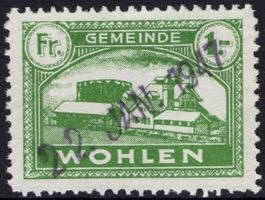 1 Fr. blaugrün - Fiskalmarke von WOHLEN