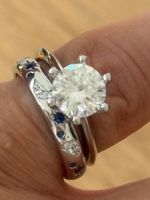 Luxus Gr: 17/7 Duo Ring Memoire Blau Zirkonia Farbe Silber