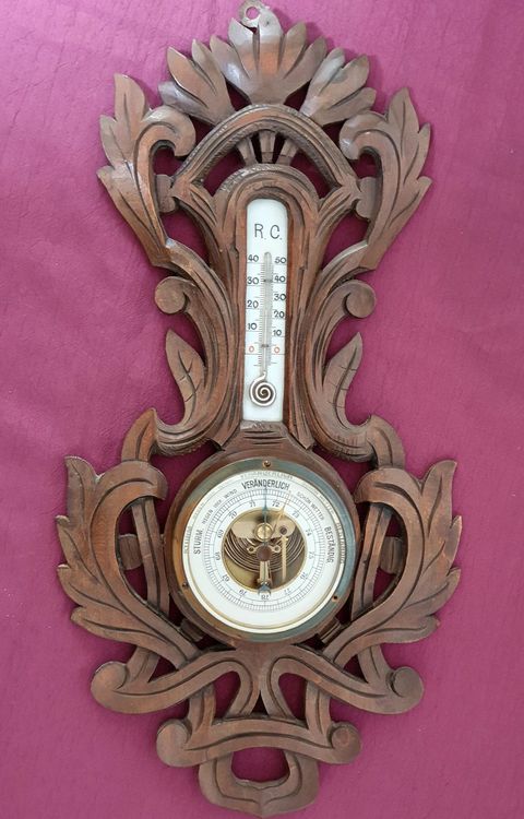 Ancien Baromètre Thermomètre – Forme Ancre Avec Oiseau – Blason Ville De Nice