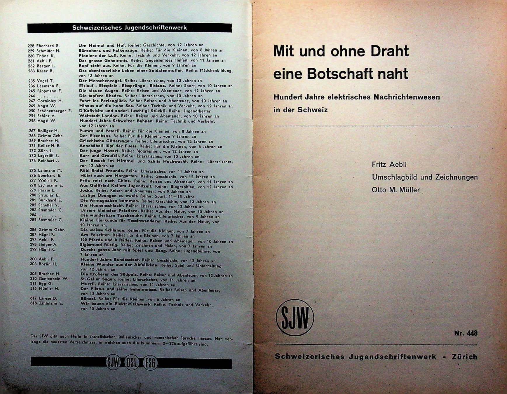 Bücher: SJW 448 Aebli Mit u. ohne Draht eine Botschaft naht EA 1952 – Gebraucht aus Reitnau von Zaomir 2