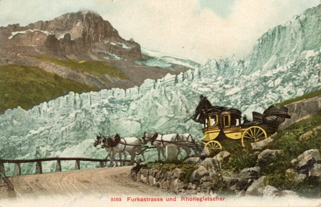 Cartes postales: Furka   VS  -   POST-Kutsche beim Rhonegletscher – D'occasion à Brig par Valcards54
