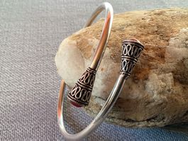 Roter Achat  - Armband Armreif aus Silber mit Edelstein